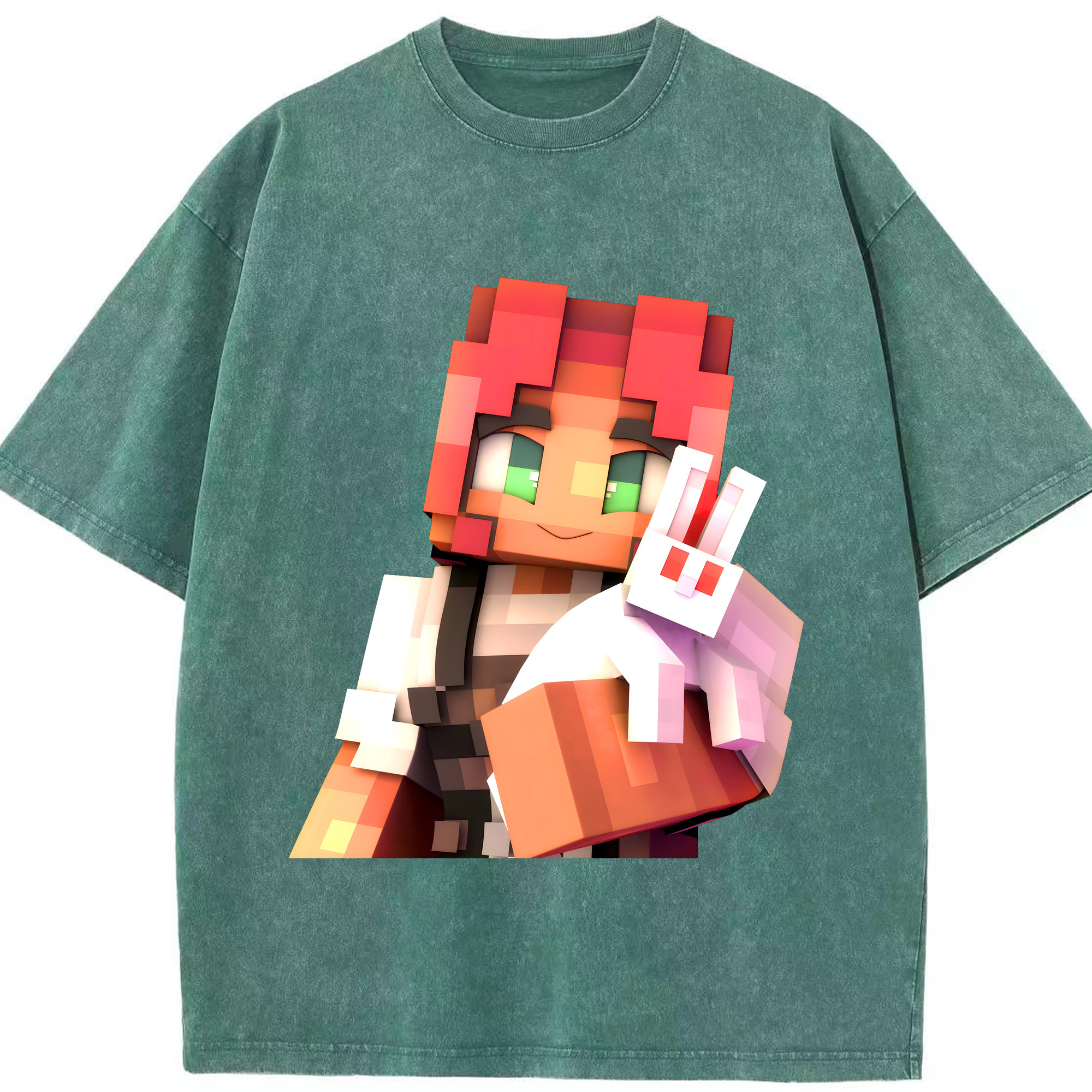 （画像用） マインクラフト ブロックの世界 Minecraft MC Block world 綿100% ヴィンテージ風 半袖Tシャツ（フロントプリント）